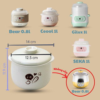 Bộ Thố + Nắp Sứ 0,8l thay thế nồi Bear, Ceool, SEKA, Gilux
