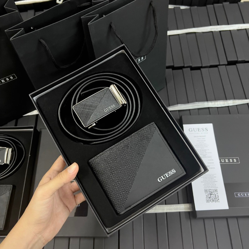 SET THẮT LƯNG NAM GU€SS FULLBOX + TÚI GIẤY