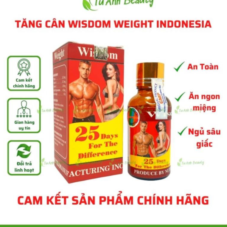 Tăng cân wisdom weight, vitamin tăng cân wisdom weight chính hãng indonesia tăng cân an toàn không tích nước