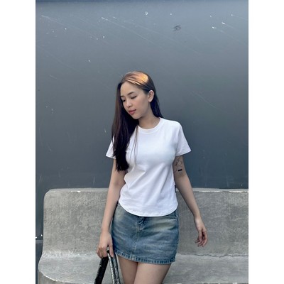 YU CHERRY | Áo thun Baby Tee TRƠN nữ cotton 4 chiều tay ngắn Slimfit Plain Babytee YP029