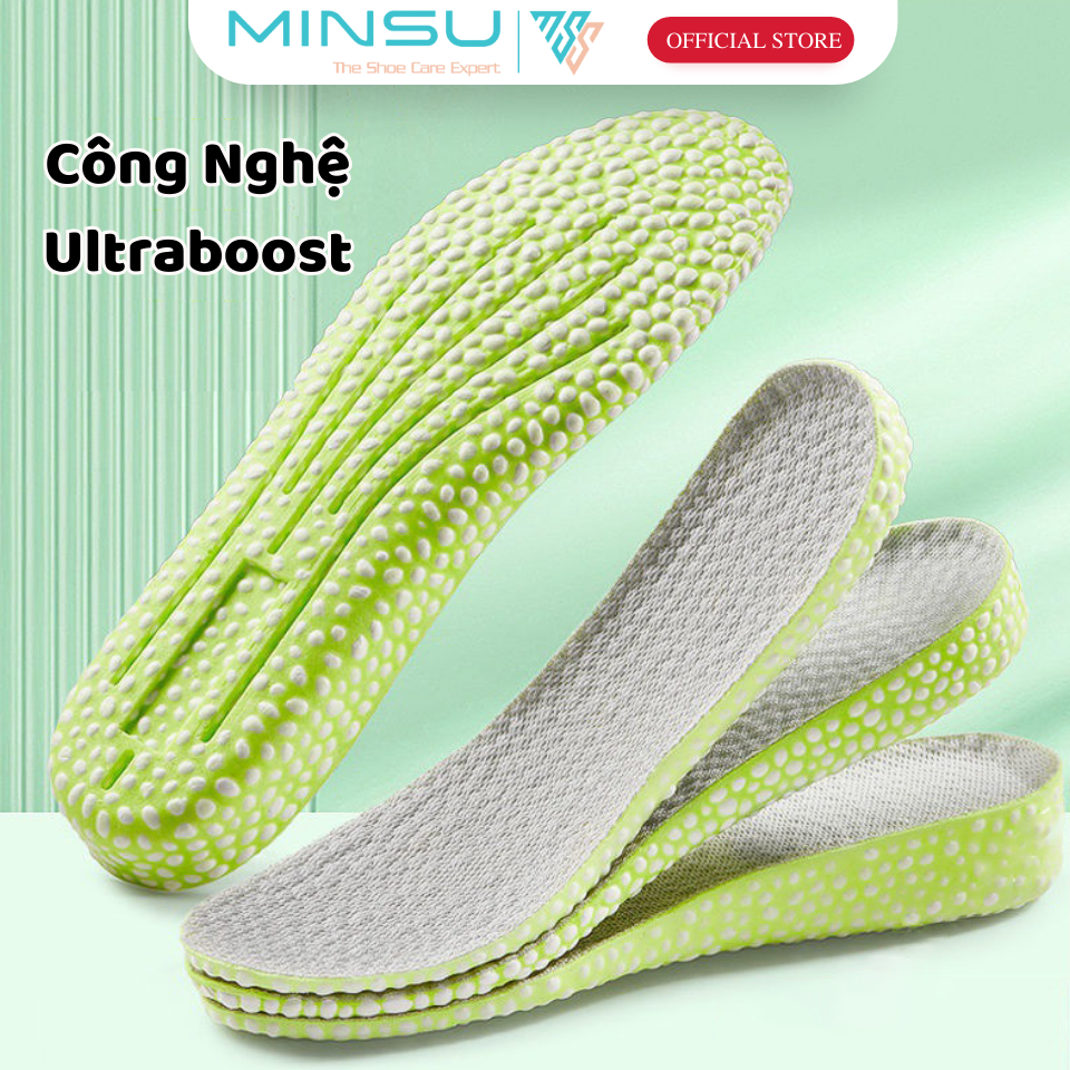 Lót Giày Cao Su Non Tăng Chiều Cao Ultraboost MINSU M7019 Miếng Độn Đế Nâng Chiều Cao cho Giày Thể Thao Sneaker, Da