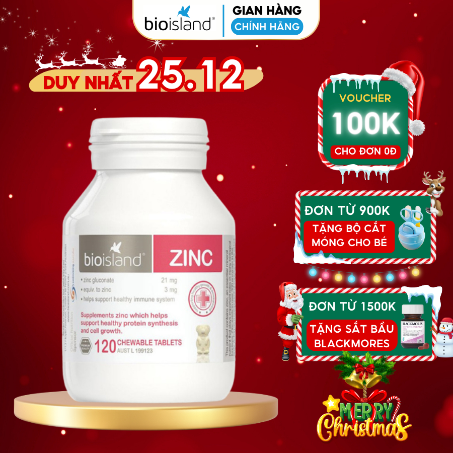 Viên Kẽm Bio Island Zinc hỗ trợ tăng cường đề kháng và giúp bé phát triển toàn diện 120 viên của Úc