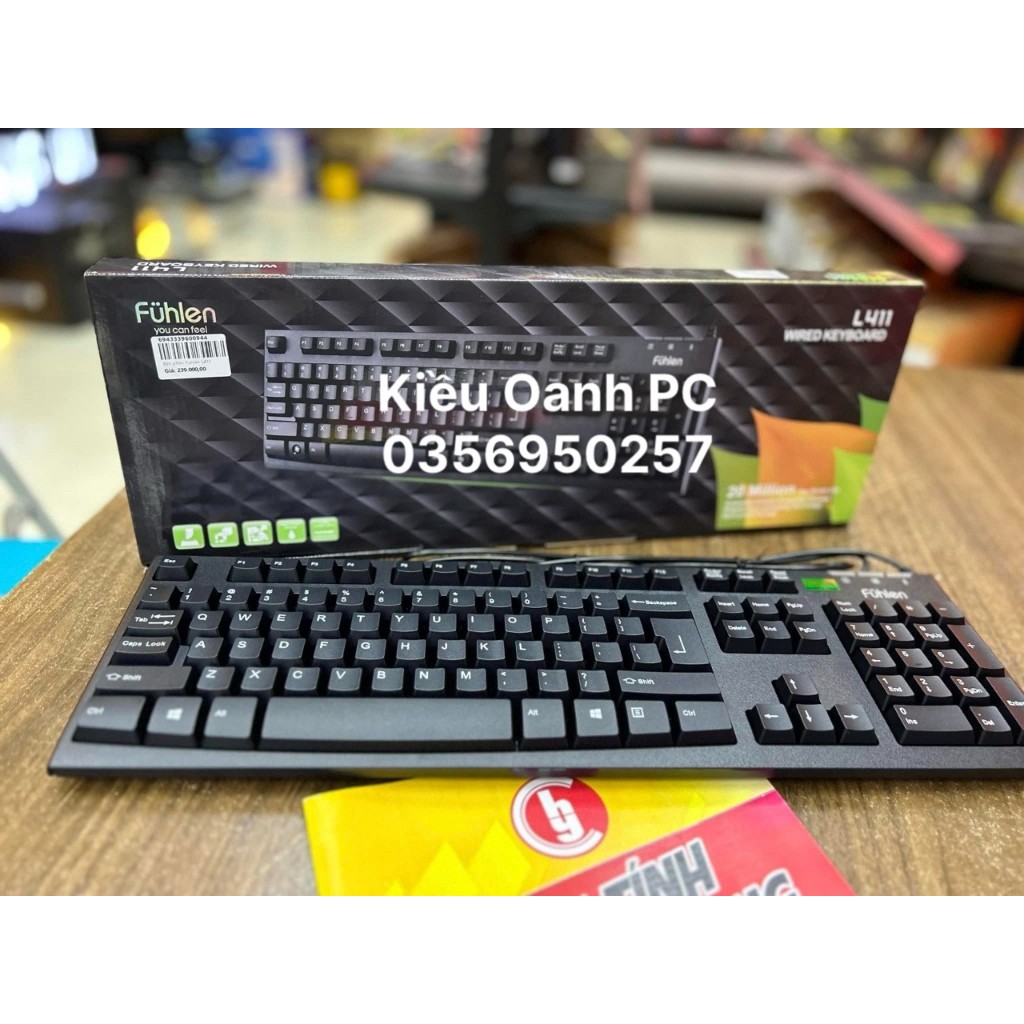 Bàn phím có dây Fuhlen L411 USB Black dành cho máy tính, văn phòng tiện lợi - Hàng chính hãng - Bảo hành 24 tháng
