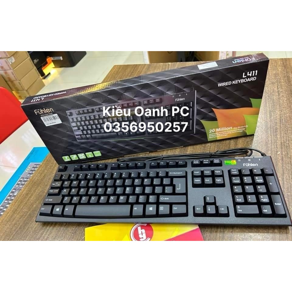 Bàn phím có dây Fuhlen L411 USB Black dành cho máy tính, văn phòng tiện lợi - Hàng chính hãng - Bảo hành 24 tháng