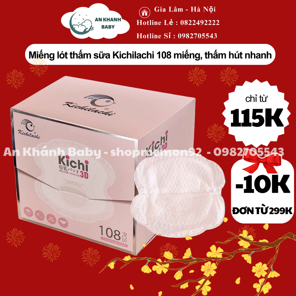 Thấm sữa Kichilachi 108 miếng date 6/2028