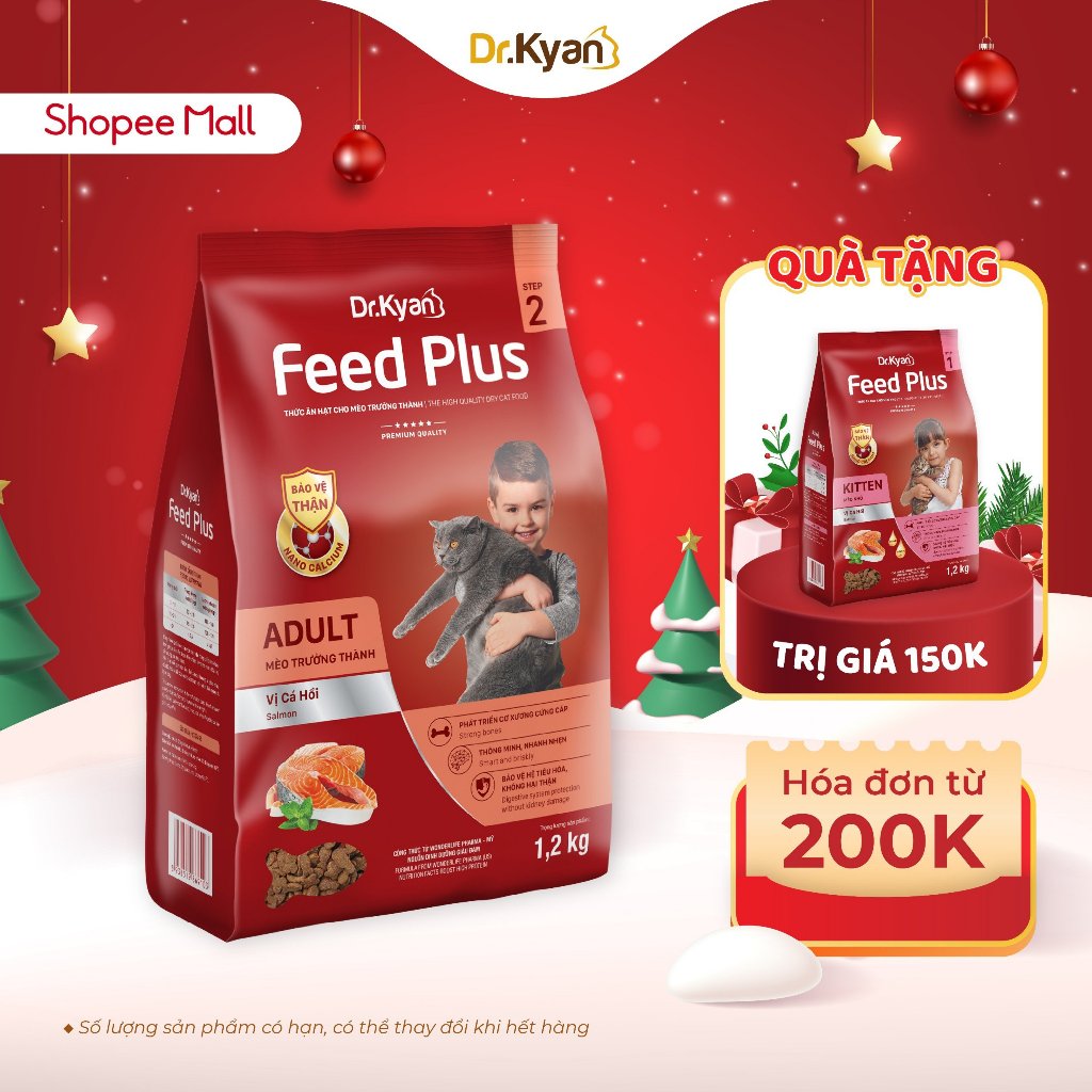 Dr.Kyan - Thức ăn cho mèo lớn Feed Plus - Adutl 1,2 Kg - Vị cá hồi