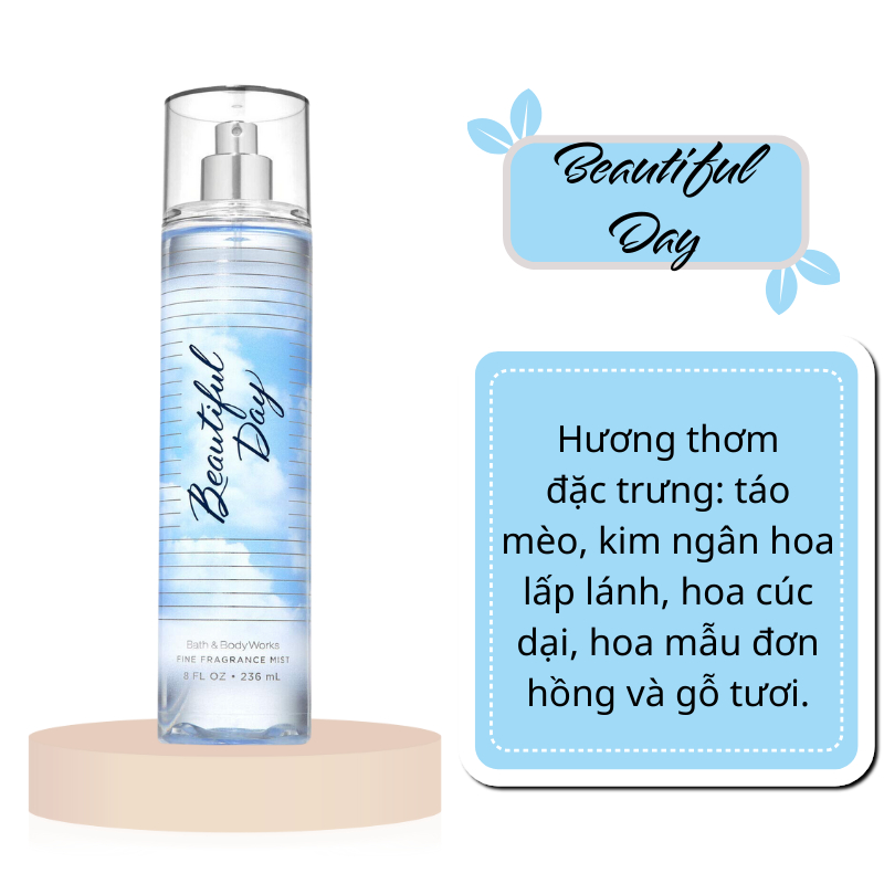 BEAUTIFUL DAY - XỊT THƠM DƯỠNG THỂ BATH & BODY WORKS USA