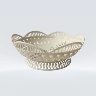 Rổ nhựa đan giả mây có chân 26cm trang trí đựng đồ gia đình siêu xinh
