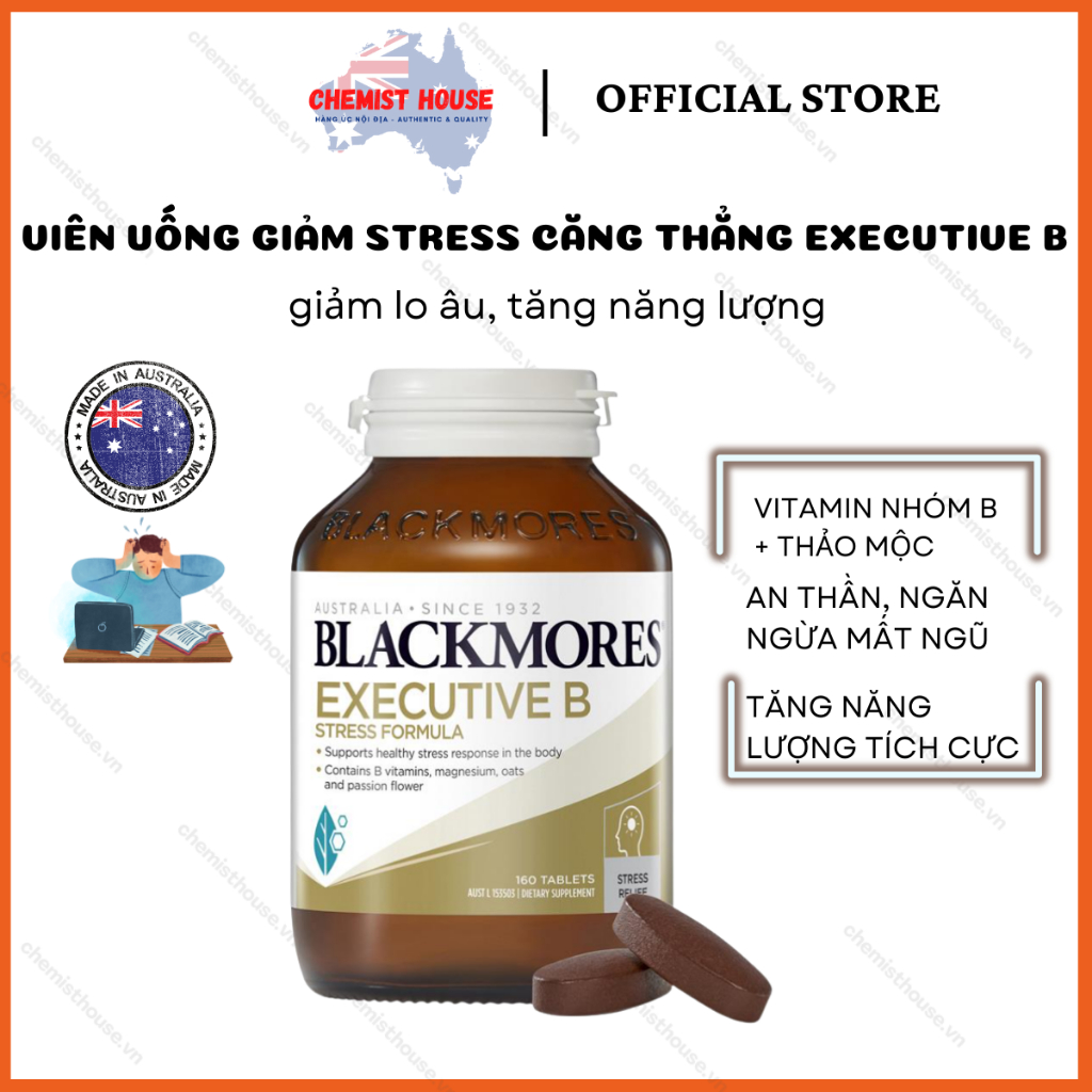 Viên Uống Giảm Căng Thẳng, Mệt Mỏi Blackmores Executive B Stress Formula