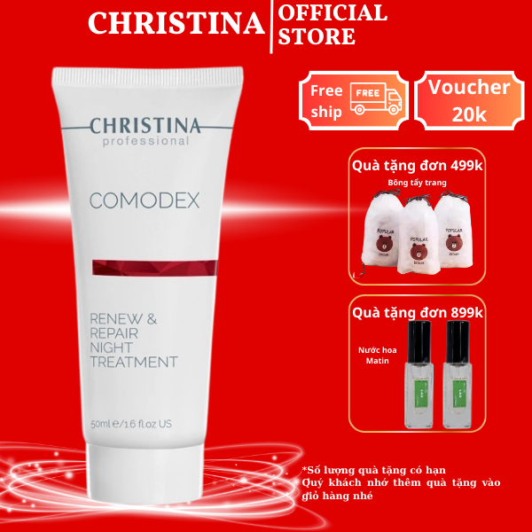 Kem dưỡng ẩm ban đêm Christina giúp phục hồi chuyên sâu tái tạo da dầu mụn 50ml Comodex Renew & Repair Night Treatment