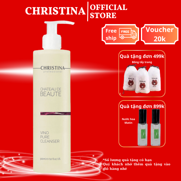 Sữa rửa mặt Christina giúp làm sạch và cân bằng độ ẩm cho da 300ml Chateau Vino Pure Cleanser.
