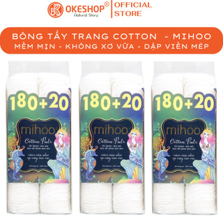 BÔNG TẨY TRANG MIHOO 200 miếng - 100% Cotton mềm mịn
