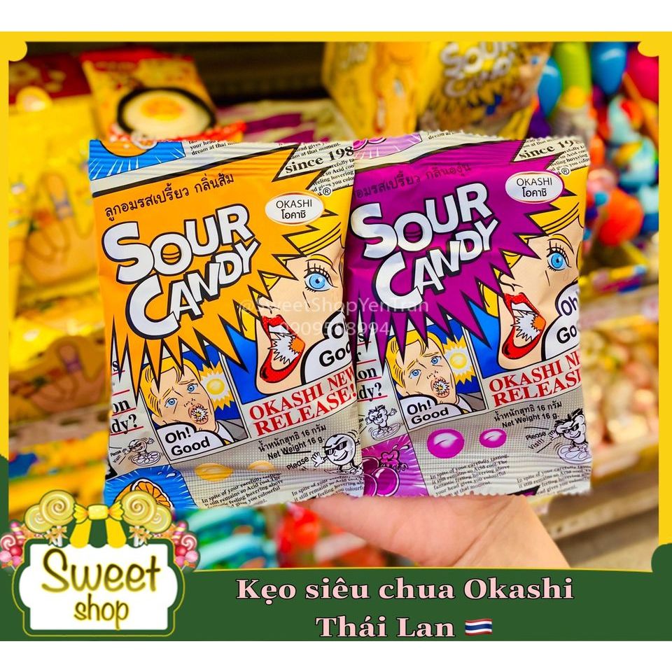 🔥🔥 KẸO SIÊU CHUA OKASHI GÓI 16GR - THÁI LAN 🇹🇭🇹🇭