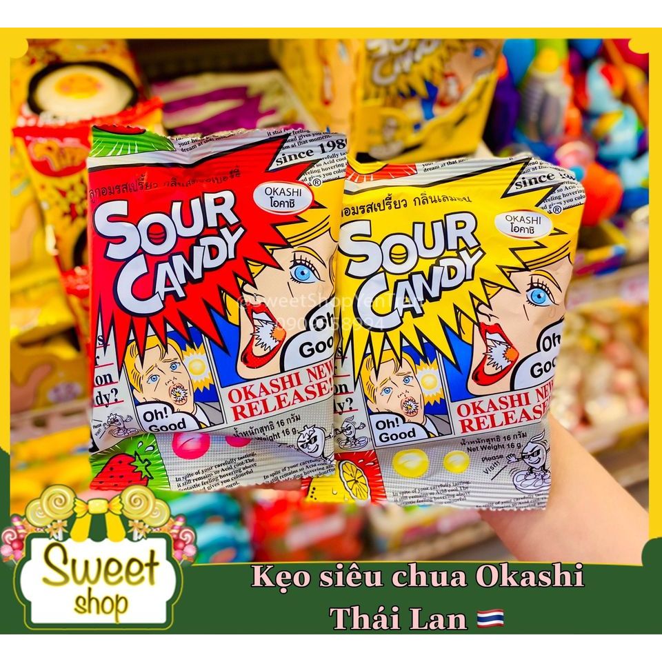 🔥🔥 KẸO SIÊU CHUA OKASHI GÓI 16GR - THÁI LAN 🇹🇭🇹🇭