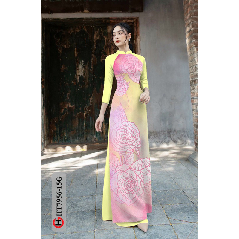 vải áo dài hoa hồng