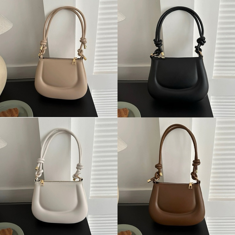 |nhymbagnwallet| Túi đeo vai da lì dáng bầu phong cách đơn giản