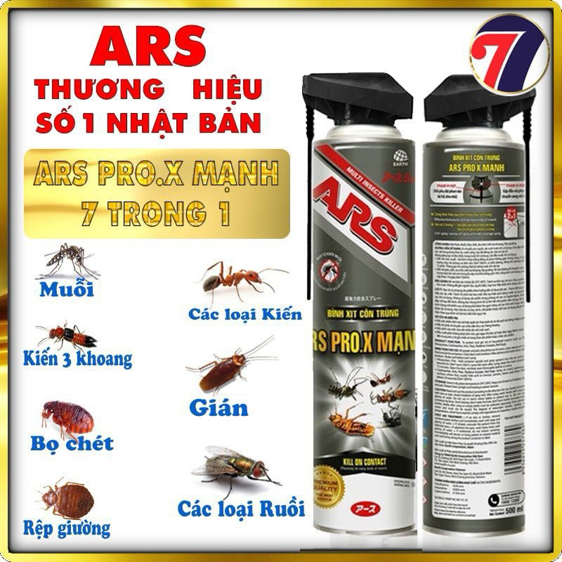 Bình xịt muỗi , côn trùng ARS PRO.X MẠNH diệt 7 loại côn trùng chai 500ml