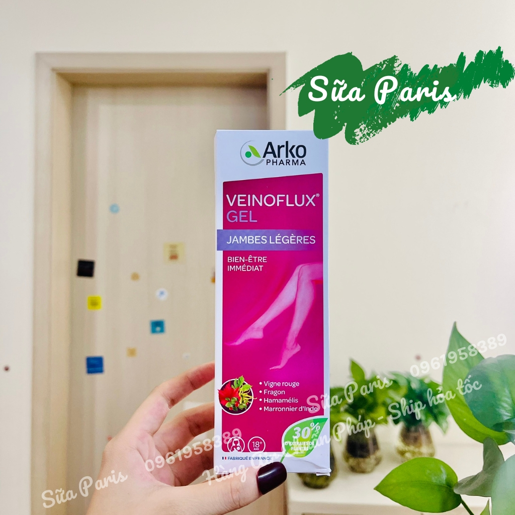 Gel Arkopharma Veinoflux Gel giảm suy giãn tĩnh mạch, tê, mỏi chân của pháp_Sữa Paris Aderma