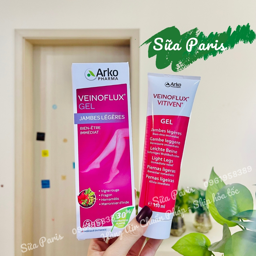 Gel Arkopharma Veinoflux Gel giảm suy giãn tĩnh mạch, tê, mỏi chân của pháp_Sữa Paris Aderma