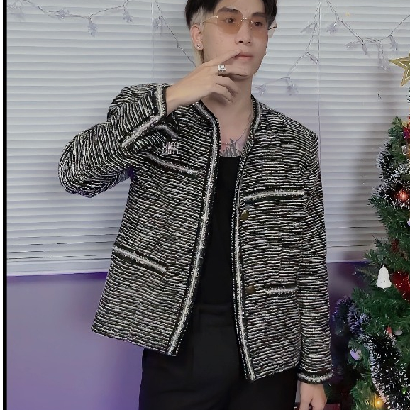 ÁO KHOÁC DẠ TWEED 3 LỚP CÓ ĐỆM CẦU VAI