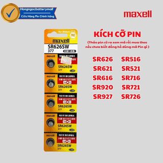Vỉ 5 Viên Pin Đồng Hồ Đeo Tay Maxell SR626 / SR621 / SR920 / SR616 / SR521 / SR726 / SR716 / SR721 / SR927 / SR516