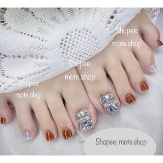 Nailbox - Móng Chân úp nails màu Nâu phối đá