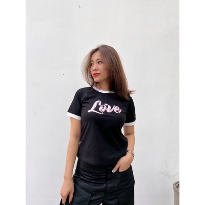 YU CHERRY | Áo thun Baby Tee nữ cotton 4 chiều tay ngắn Glass Love Babytee YP018