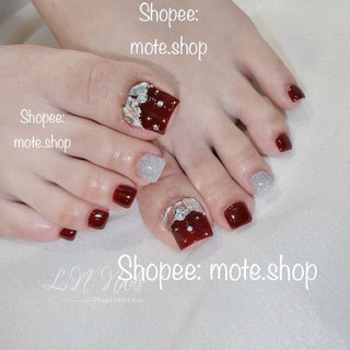 Nailbox CHÂN đỏ đô phối đá thiết kế