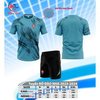 Bộ quần áo đá bóng đội tuyển Bồ Đào Nha đẹp nhất, vải thun lạnh, mẫu mới 2023-2024