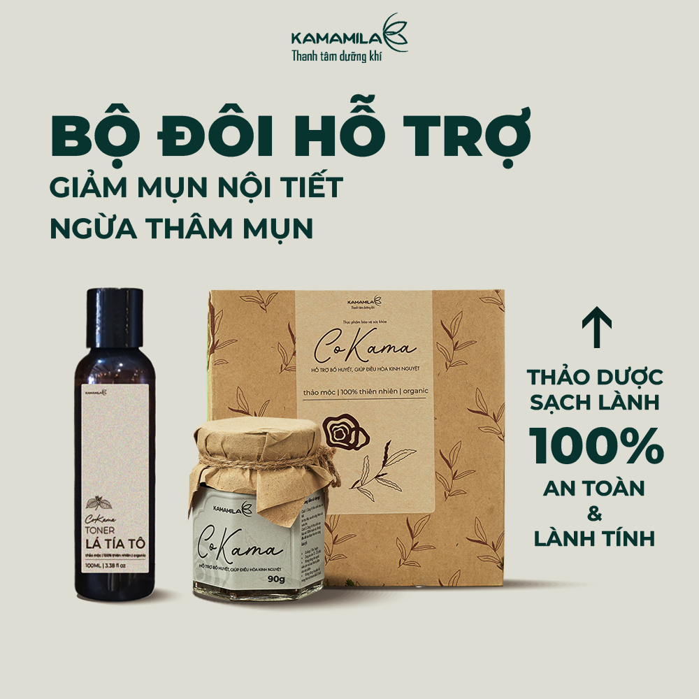 Kamamila Combo Giúp giảm mụn nội tiết ngừa thâm mụn, làm sáng hồng da, nuôi dưỡng nội tiết - 1 Hộp cao và 1 tonner