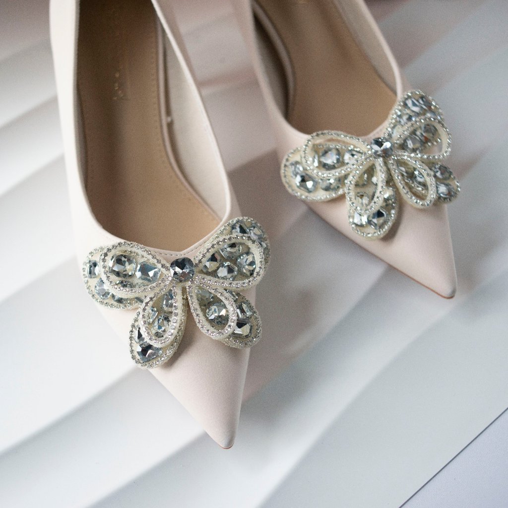 Giày Nữ Cao Cấp , Giày Cao Gót Nữ Mũi Nhọn, Charm Nơ Cao 6p Charm Cao Cấp, Kiểu Dáng Trẻ trung- DA895