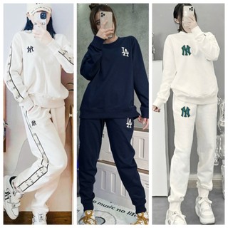 Set bộ đồ quần áo MLB nam nữ nỉ da cá xuất dư cao cấp