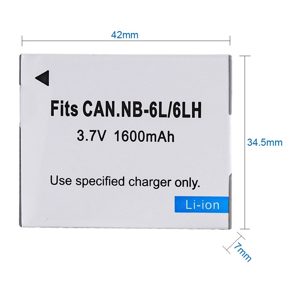 PIN MÁY ẢNH CANON NB-6L 3.7V, DÀNH CHO CANON POWERSHOT D10, D20, ELPH 500, S90, S95, SD1200, SD1300