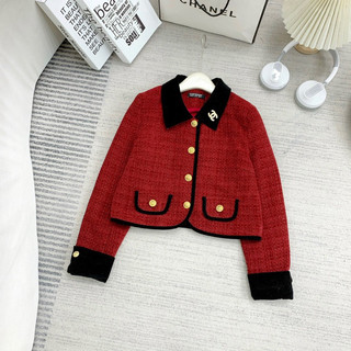 Áo dạ tweed cổ ren hoa tiểu thư