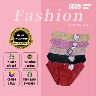 Combo 5 quần lót nữ thun lạnh phối ren cao cấp Hugadore 016 chất vải mềm mịn thoáng mát - Shop 5539