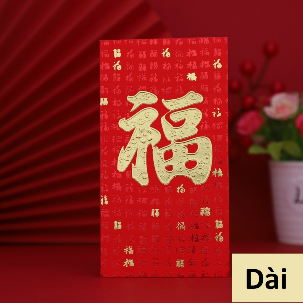 Bao Lì Xì May Mắn Đầu Năm, CHỮ PHÚC (set hộp 18 bao )