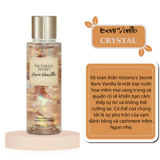 BARE VANILLA CRYSTAL - Xịt thơm toàn thân BODY MIST bath & body works USA