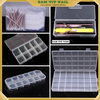 Khay nhựa 24ô-10ô-12ô đựng móng, phụ kiện đá nail, khay nhựa đựng phụ kiện, hộp đựng cọ, hộp đựng giấy lau gel