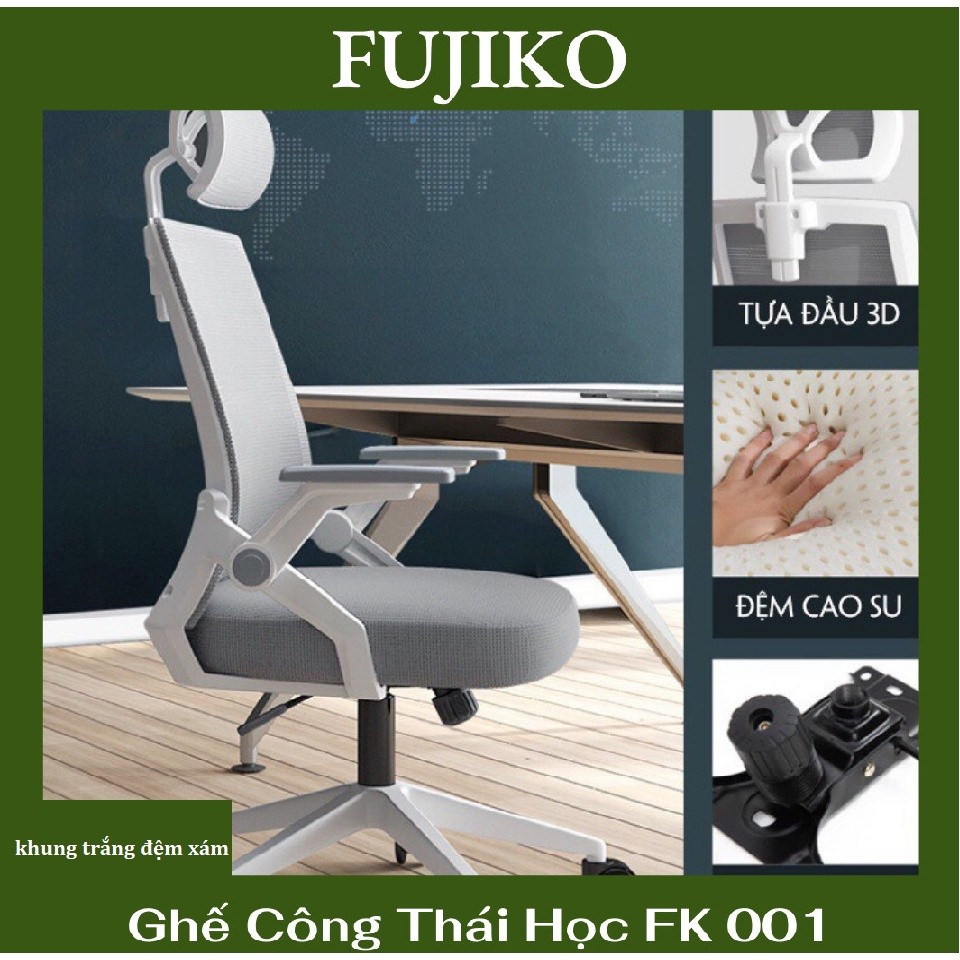 Ghế Xoay Văn Phòng mã 402, Công Thái Học Tựa Đầu 3D, Có Thể Ngả 145 độ, Bảo Vệ Cột Sống