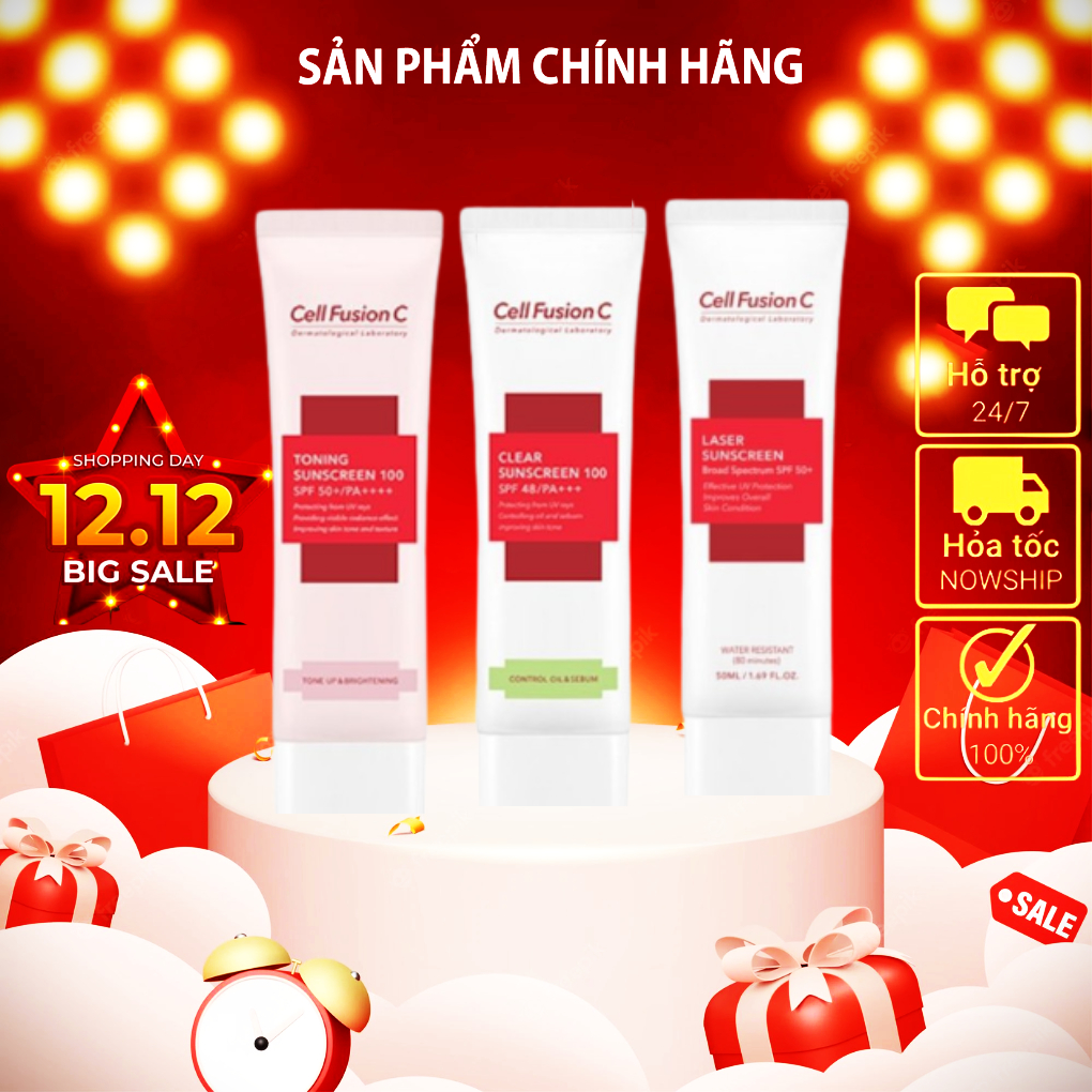 Kem chống nắng Cell Fusion C Laser / Clear / Toning Suncreen Đỏ / Xanh 50ml