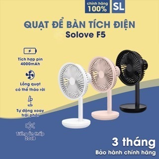 Quạt Để Bàn Tích Điện Xiaomi Solove F5 - Điều Chỉnh 3 Chế Độ Gió, Dung Lượng Pin 4000mAh, Hoạt Động Liên Tục 12H