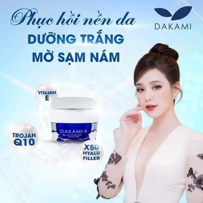 Combo Kem Dakami II K White ngày đêm và serum dưỡng trắng da chống lão hóa hết nám tàn nhang -Bip68