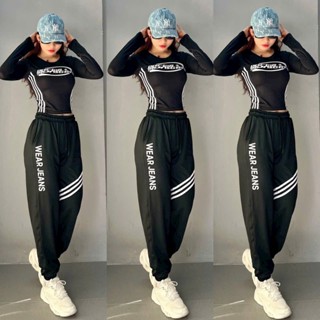 Bộ tập thể thao_Gym_Yoga, Jogger áo croptop tay dài quần có túi chất thun lạnh co dãn