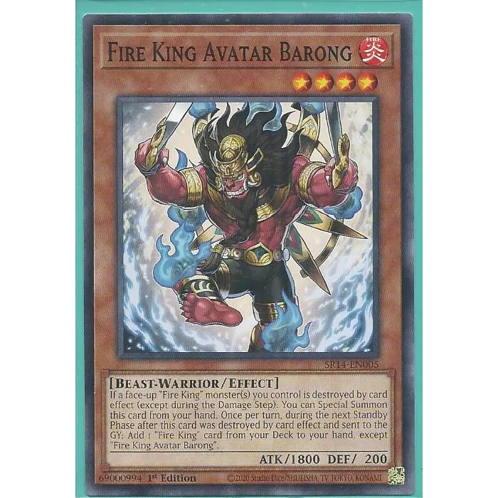 Thẻ bài Yu-Gi-Oh Tiếng Anh TCG - SR14-EN005 Fire King Avatar Barong – Common