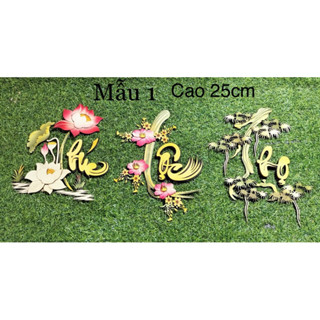 BỘ CHỮ GỖ DECOR NGHỆ THUẬT TRANH CHỮ GỖ, XÔNG TRẦM, TIỂU CẢNH - BỘ CHỮ PHÚC LỘC THỌ
