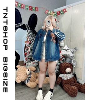 ÁO KHOÁC JEAN FORM RỘNG 3 SỌC [TNT SHOP BIGSIZE 60KG 90KG]