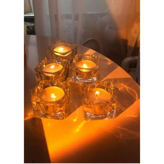 Bộ 5 đế thủy tinh để nến viên Glasig IKEA