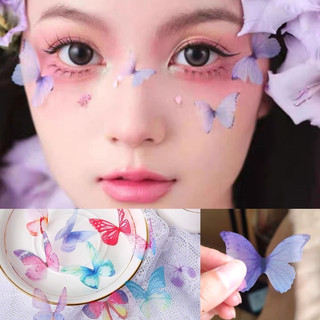 Con bướm giả vải lụa nhiều màu trang trí, make up xinh xắn, bướm 3d voan mỏng decor mũ tốt nghiệp, làm thiệp handmade