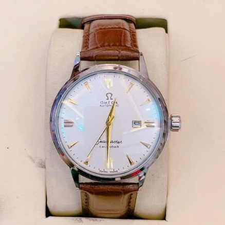 Đồng Hồ Nam Omage JAPAN WATCH Mặt Tròn Thiết Kế Viền Vàng Dây Da Nâu Cao Cấp Chống Nước DM783SWA
