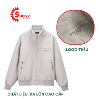 Áo khoác bóng chày cổ đứng chất da lộn lót gió hoạ tiết thêu, form nam nữ hàn quốc - SUNNY 086